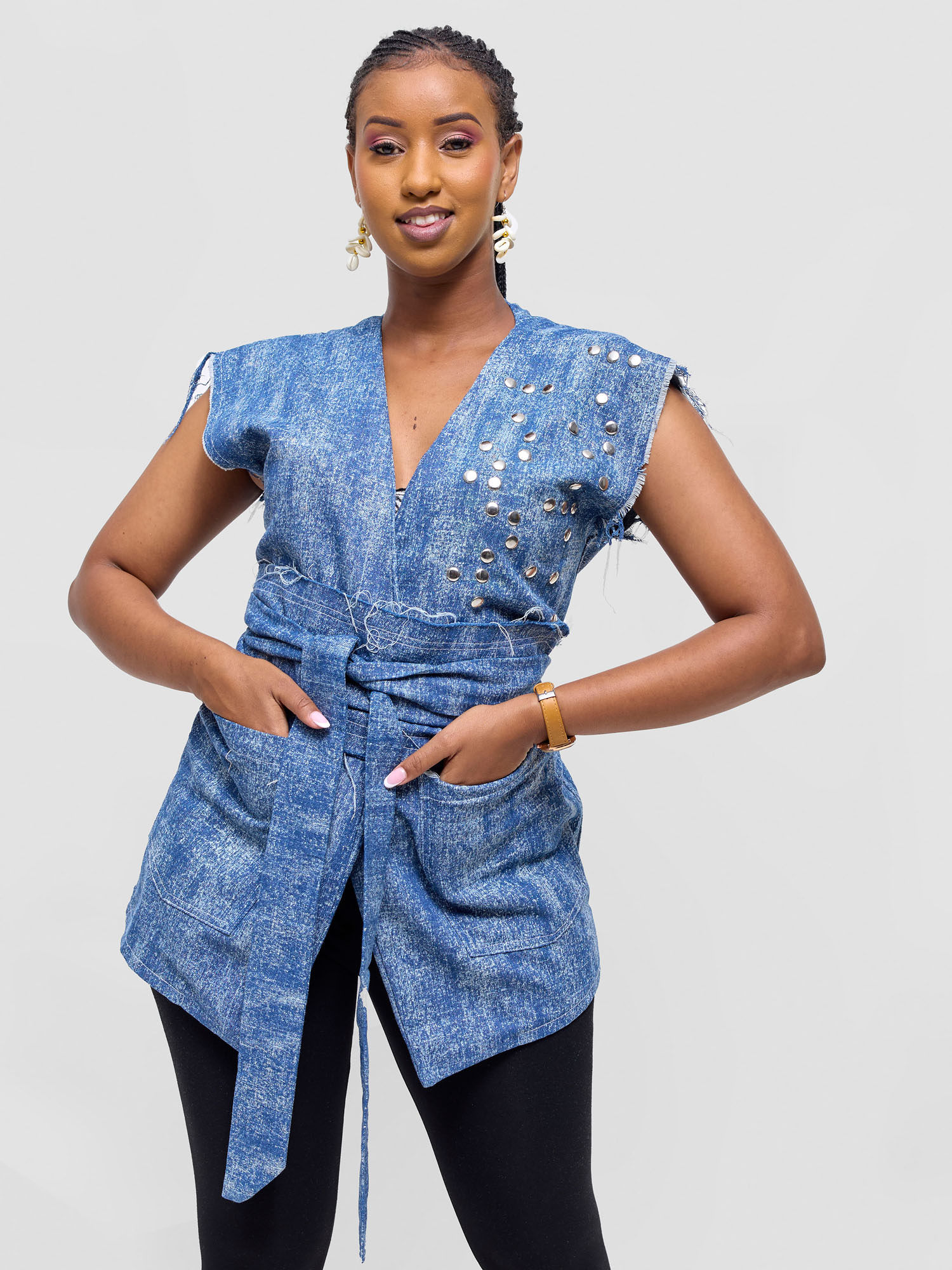 Braille Denim Vest Blue Washed