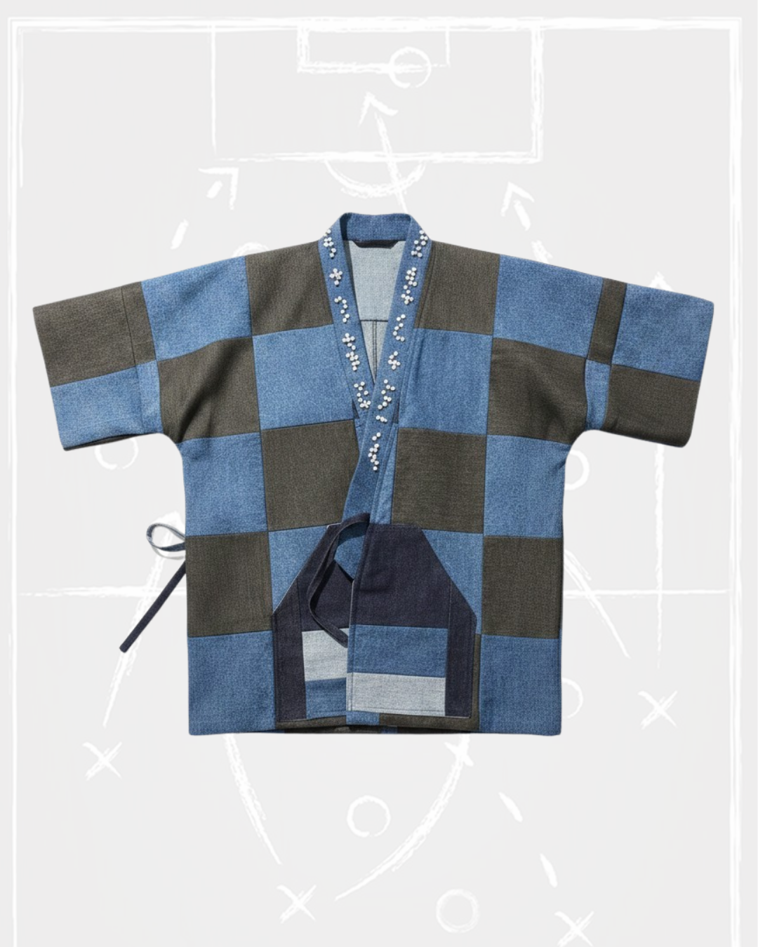 Patchwork Denim Braille Kimono