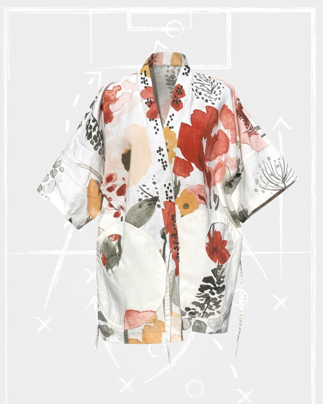 Poppy Field Inkwash Braille Kimono