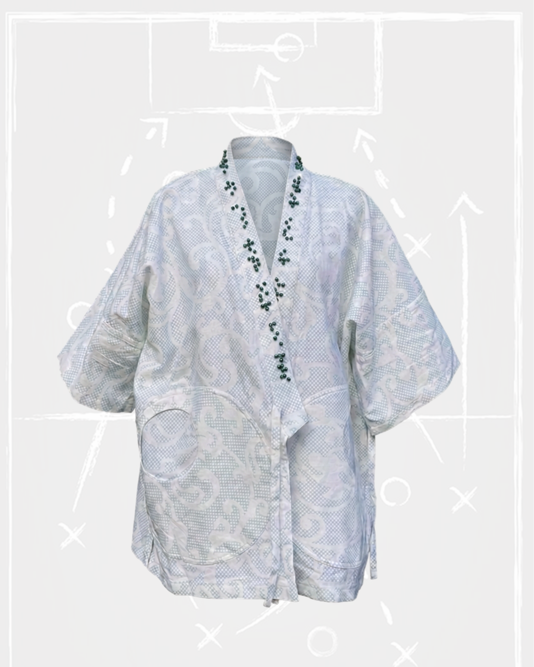 Tonal Damask Braille Kimono